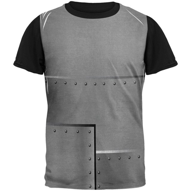T-shirt Noir pour Homme à Dos en Acier Intégral avec Costume de Robot d'Halloween à Rivets