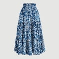 thumbnail image 3 of Bocqde Women's Boho Maxi Skirts Summer Fashion Casual Drawstring Elastic High Waist Long Skirt Solid Color Flowy A Line Ruffle Swing Skirt, 3 of 3