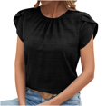 thumbnail image 1 of Tnhcen Blouses en Mousseline Unies à Col Rond pour Femmes / Chemises à Manches Pétales à Manches Courtes P-2TG / Hauts Élégants, 1 of 9