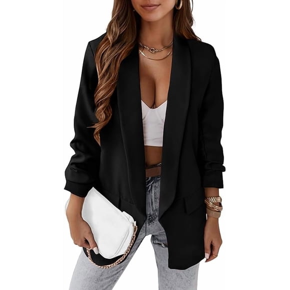 PRETTYGARDEN Womens Casual Blazer Spring Fall Fashion Long Sleeve Open Front Work Office Suit Jackets