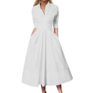 Kcodviy Summer Ladies Casual Short Business Dress with Pockets Sleeve V Neck Dot Plus Size Dresses for Women Heart Print Dress