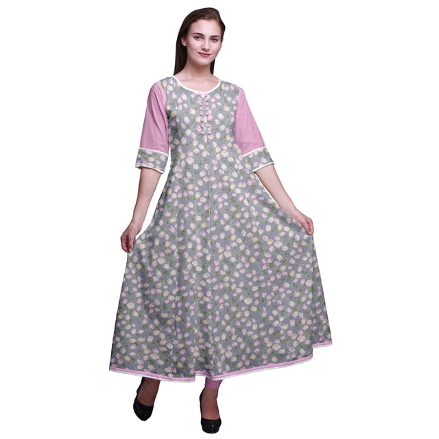 Bimba Anarkali Kurta Printed Long Maxi Dress IndianKurtisFor Women Party Wear