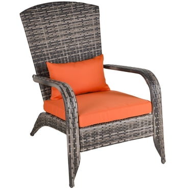 Outsunny Chaise Adirondack d'Extérieur en Rotin pour Foyer avec Coussin Orange