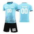 thumbnail image 1 of Custom Football Kit Set for Adult and Child, Name Number Team Logo DIY Family Match Personalized Jersey Shirt Shorts Set, Dad and Son Matching Outfits Light Blue XXXL, 1 of 6