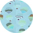 thumbnail image 1 of Ahgly Company Tapis de Zone Rond Transitionnel Bleu Tron pour Intérieur Lavable à la Machine, 8 Pieds Rond, 1 of 7