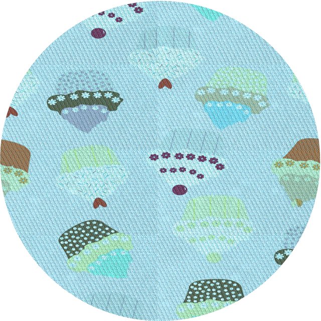 Ahgly Company Tapis de Zone Rond Transitionnel Bleu Tron pour Intérieur Lavable à la Machine, 4 Pieds Rond