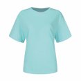 thumbnail image 5 of Yuyuzo Chemises d'Été pour Femmes Col Rond Manches Courtes Tee Tops Blouses Amples Unies, 5 of 5