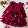 thumbnail image 4 of LUOGENLI Robe Tout-Petits Enfants Filles Manches Longues Décoration Florale Volants Nœud en Maille Robes Vêtements Robe de Printemps pour Filles 2025 Rouge 3-4 Ans, 4 of 4