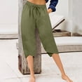 thumbnail image 2 of Yanlir Ladies' High Waist Straight Leg Trousers Solid Color Casual Pants with Button Fly Zipper Pocket Stretch Office Work Long Pants(Red,L), 2 of 6