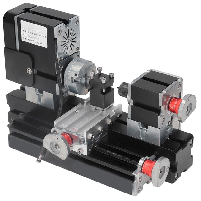 High Power Metal Lathe, High Accuracy Micro Lathe Machine Easy Operation 12000RPM Motor For Processing Wood And Plastic US Plug