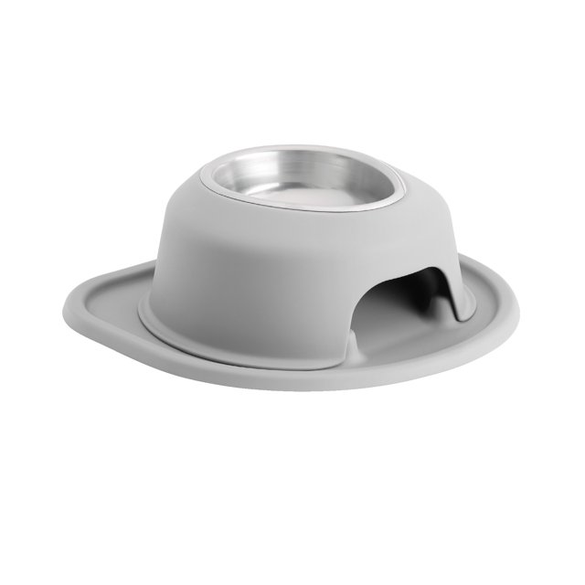 WeatherTech Système d'Alimentation pour Animaux de Compagnie Simple Hauteur 4 Pouces - Acier Inoxydable - Gris Clair