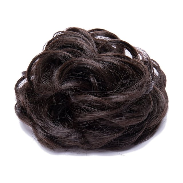 Chignon Bouclé Ondulé Épaissi Résistant à la Chaleur Attache Queue de Cheval Courte Extension de Cheveux Cheveux Extension 1 pcs Brun Moyen 45g
