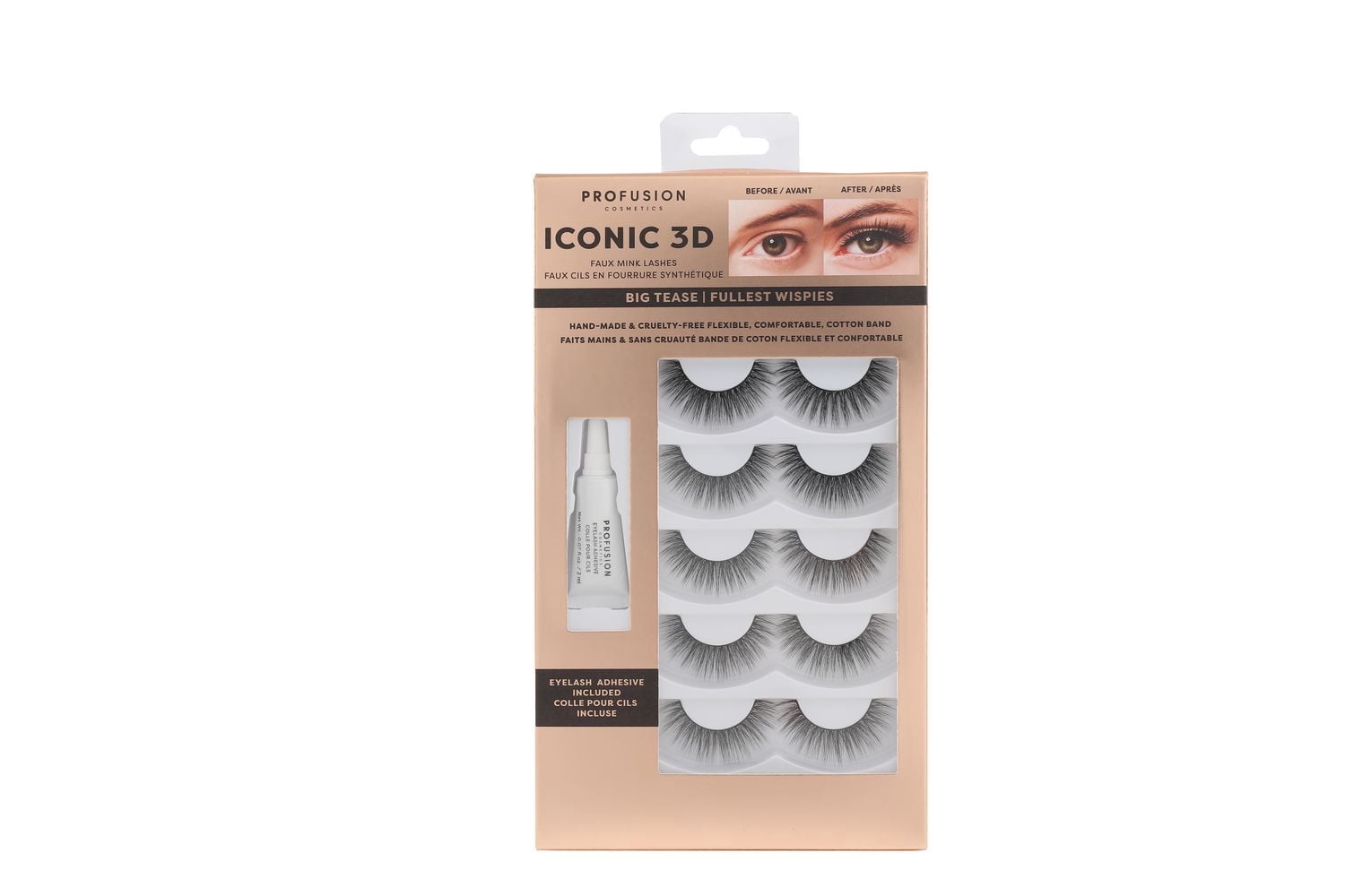 Profusion Cosmetics | Big Tease Iconic Faux Mink Eye Eyelashes 3D (Lot de 5 paires)