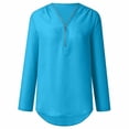 thumbnail image 4 of TIMIFIS Mode Automne pour Femmes Chemises d'Été à Manches Longues pour Femmes Tunique Décontractée à Fermeture Éclair Col en V Blouse à Manches Roulables Hauts Blouses pour Femmes, 4 of 7
