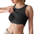 thumbnail image 1 of Bras for Women Summer Women Solid Color RoundNeck Tank Top with Built In Bra Camisoles for Under Clothes Spaghetti Strap Cami Plus Size Bra Dark Gray L, 1 of 7