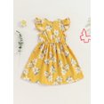 thumbnail image 3 of EYIIYE Robe Midi d'Été pour Petite Fille 1T-8T, Robe Trapèze à Manches Volantées pour Tout-Petit, Imprimé Floral, Col Rond, Robe Décontractée, Col Rond, Robe de Princesse à Fleurs pour Fête, Mode pour Enfants, Vêtements Mignons pour les Vacances, 3 of 6