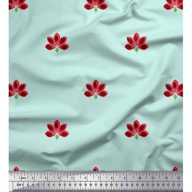 Soimoi Poly Georgette Fabric Artistic Floral Decor Fabric Printed Yard 52 Inch Wide