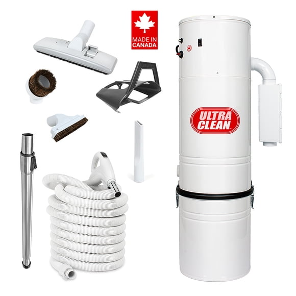 Ultra Clean Central Vacuum Package, Tangential Bypass Motor up to 7,500 sq. ft. with Deluxe Hose and Accessories Combo Kit Ideal for Hardwood, Bare Floor and Rug