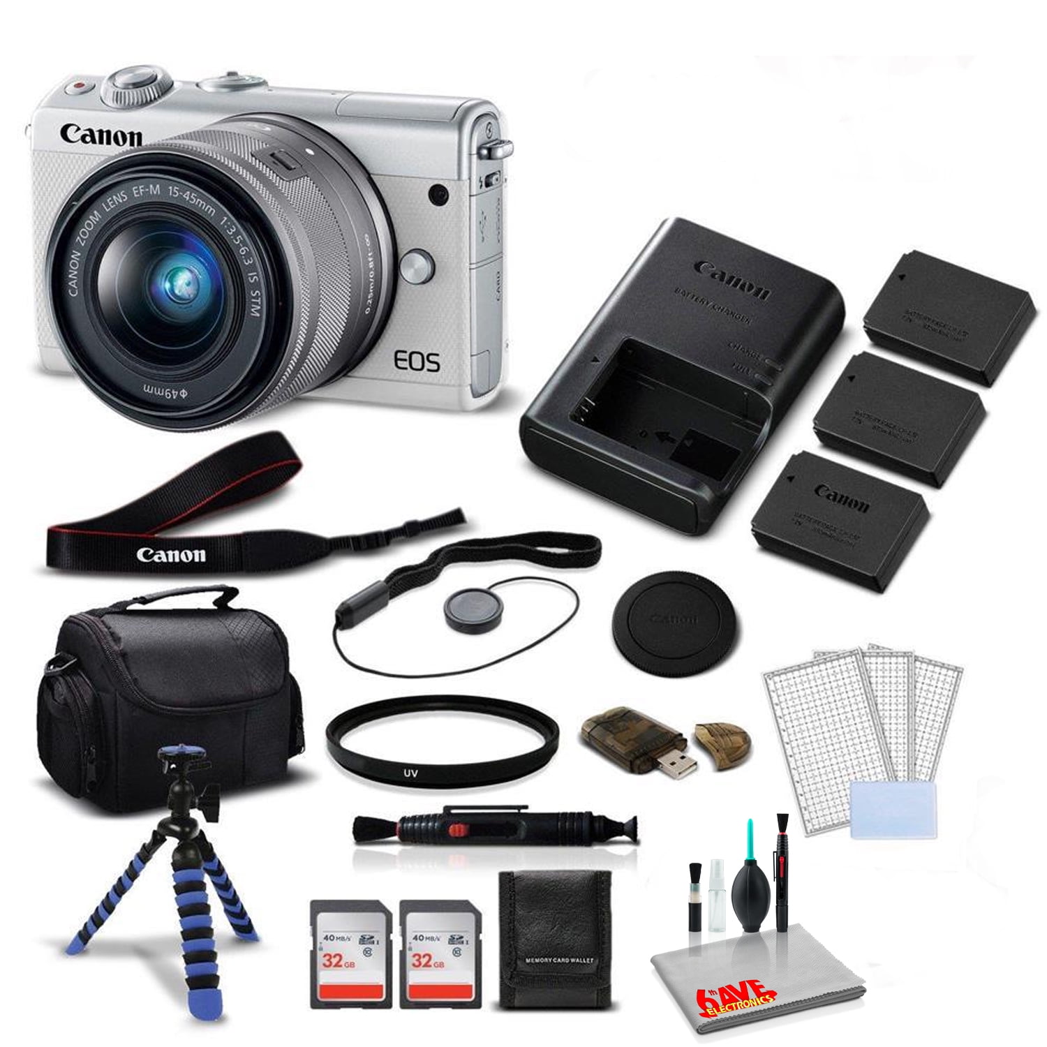 Canon M100 Camera 15-45 Lens (Kit Box)- Kit with Batteries