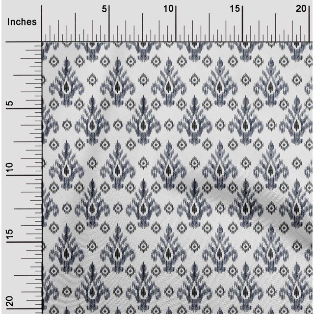 oneOone Cotton Cambric Fabric Diamond & Swirl Ikat Decor Fabric Printed BTY 56 Inch Wide