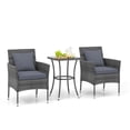 thumbnail image 2 of Costway 3 PCS Patio Furniture Set with Cushioned Patio Chairs & Tempered Glass Coffee Table Grey, 2 of 10
