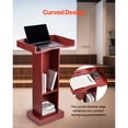 thumbnail image 3 of KFFKFF Podium Stand, 41-Inch Wooden Lectern, Laptop Desk with Wide Reading Surface and Storage Shelf, Edge Stopper, Elegant Design, Flool-Standing, for Classroom, 3 of 9