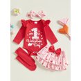 thumbnail image 4 of Gupgi Spring Baby Girl Valentines Day Outfit, Ruffle Long Sleeve Romper+Heart Layered Ruffle Shorts+Socks+Bow Headband, 4 of 9
