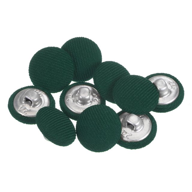 Unique Bargains 10pcs 24L Fabric Cloth Covered Button 15mm Round Metal Shank Sewing Buttons for Suits Dress Blouses, Army Green