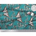 thumbnail image 3 of Soimoi Green polyester Crepe Fabric Flower & Butterfly Print Fabric by Yard 42 Inch Wide, 3 of 5