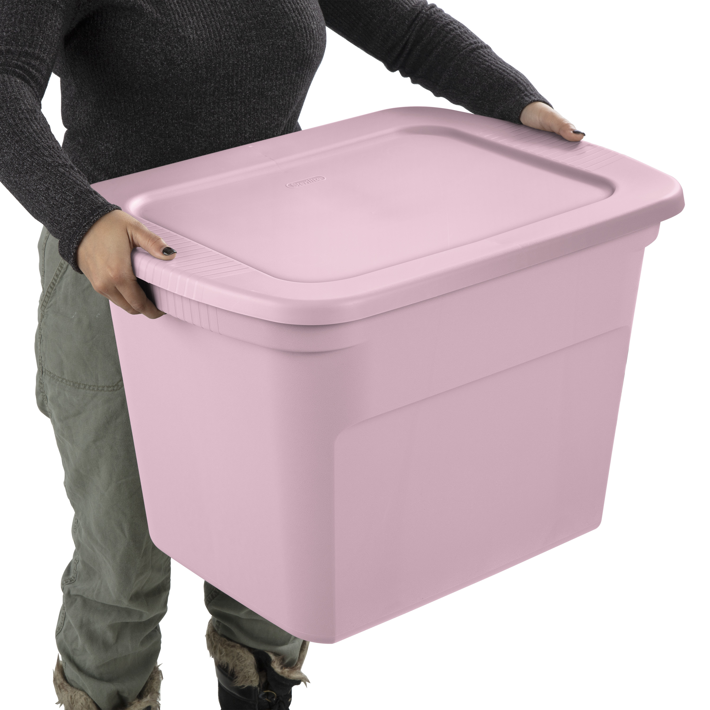 Sterilite Bac de rangement en plastique de 68 L avec couvercle à pression, empilable