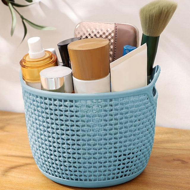 Dvkptbk Storage Basket Imitation Rattan Desktop Storage Basket Plastic Storage Basket Indoor Storage Basket Toiletries Storage Basket Home Decor