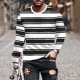 thumbnail image 1 of KIHOUT Nouveau T-Shirt de Sport Décontracté pour Homme à Manches Longues, Rayé Imprimé, Col Rond, Chemisiers Chemises BK/L, 1 of 5