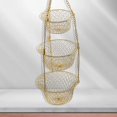 thumbnail image 3 of Fruit Vegetable Basket Fruit Hanger Storage Stand Kitchen Organizer - Golden, multi, 3 of 8