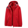 thumbnail image 1 of LSLJS Women's Men Winter Hooded Softshell Windproof Soft Coat Long Sleeve Jacket( Red, M), 1 of 8