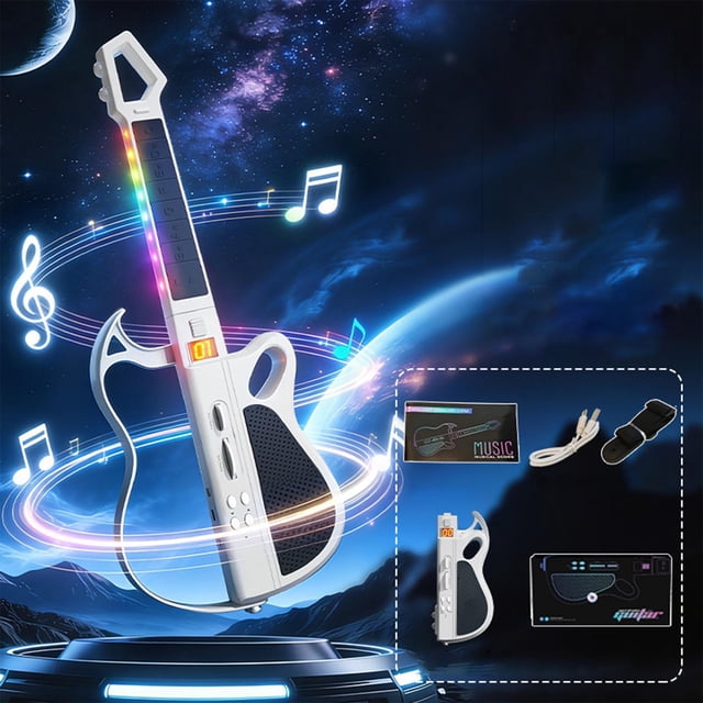 EQWLJWE Instruments de Musique Jouet Intelligent Bluetooth Guitare Électronique pour Enfants Sans Cordes Guitare Pliable avec Lecture Automatique Mode une Personne Jouet Musical Portable Cadeau pour Enfants Débutants