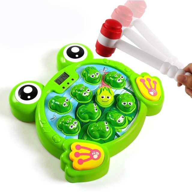 Interactive Whack A Frog Game, Learning, Active, Early Developmental Toy, Fun Gift for Age 3, 4, 5, 6, 7, 8 Years Old Kids, Boys, Girls,2 Hammers Included