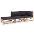 thumbnail image 1 of vidaXL 3 Piece Garden Lounge Set with Dark Grey Cushions Bamboo, 1 of 5