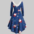 thumbnail image 5 of Joyeux Noël TIMIFIS Mode Automne pour Femmes Robe Vintage à Fleurs Évasée en Ligne A Swing Décontractée pour Fête Robe de Fête pour Femmes, 5 of 5