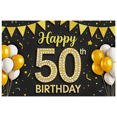 thumbnail image 1 of Golden Glitter Happy 50th Birthday Banner Decorative Background for Milestone Celebration Party Decor Photo Shoot, 1 of 5