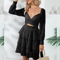 thumbnail image 4 of Robe à Manches Longues Femme Aguichant Mode Décontractée Ajustée Femme Décontractée à Manches Longues Col en V Mi-Mollet Robe à Manches Longues Robe d'Été Robe Longue d'Été pour Femme Longue Robe d'Été pour Femme, 4 of 8