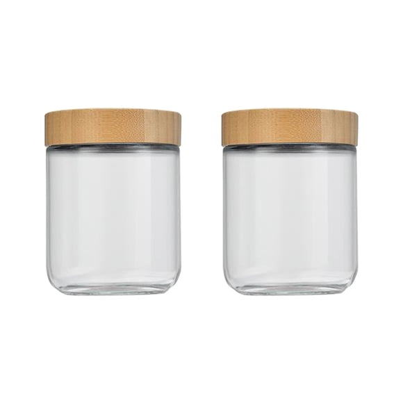Glass Jar with Lid Large Capacity Glass Storage Tank with Wooden Cover, Suitable for Storing All Kinds of Cereals, Oats, Yogurt, Dried Fruits and Teaglass Storage Jars