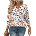 thumbnail image 4 of Ovbmpzd V-Neck Women Tops 3/4 Sleeve Blue Spring Floral Ruffle Blouses Womens Tank Tops L, 4 of 6