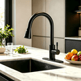thumbnail image 4 of APPASO Matte Black Kitchen Faucet with Pull Down Sprayer, Stainless Steel Single Handle Bar Sink Faucet, 3 Spray Modes, 360° Swivel Spout, Deck Plate Included, 4 of 11