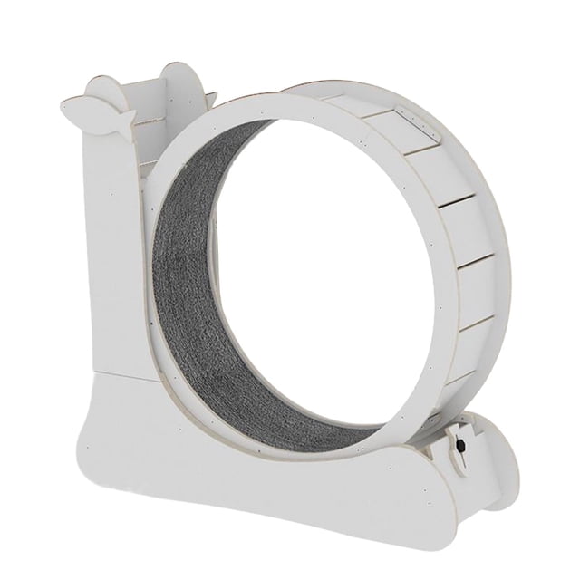 GROWTH TANK Roue pour Chat Exerciseur Tapis Roulant en Bois avec Tapis Facile à Installer Blanc
