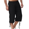 thumbnail image 2 of TopLLC Mens Shorts, Men Blouse Men's Cotton Drawstring Elastic Waist Cropped Shorts, 2 of 6