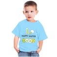 thumbnail image 2 of Penkiiy T-Shirts de Pâques pour Enfants Garçons Filles Mode Oreilles de Lapin de Pâques Œufs de Pâques Imprimé Col Rond Manches Courtes 9 Ans Bleu, 2 of 4