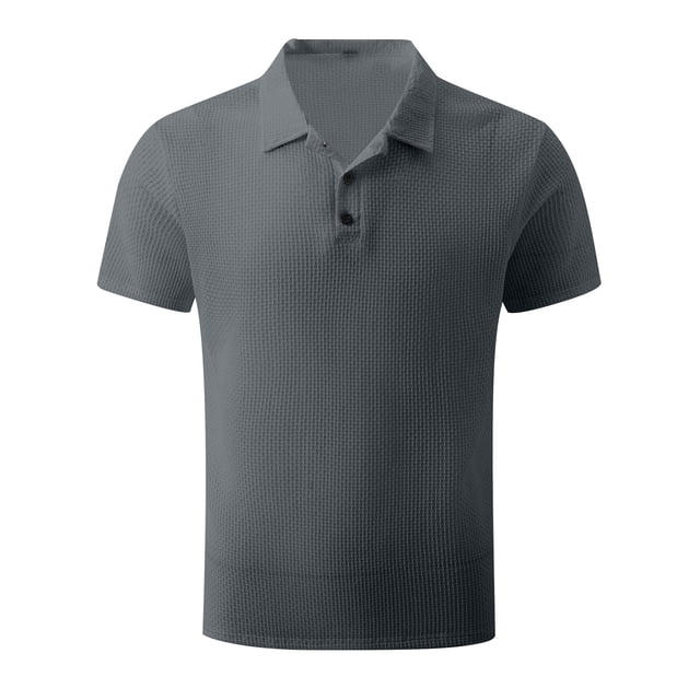 QIPOPIQ Men's Waffle Knit Short Sleeve Casual Polo Shirts Clearance