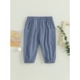 thumbnail image 4 of Faithtur Toddler Boys Casual Sports Pants Solid Color Drawstring Button Cargo Pants with Pockets, 4 of 8