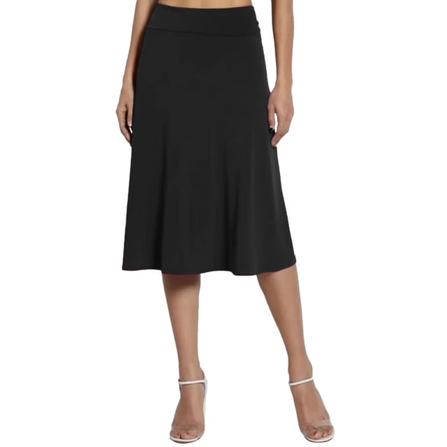 B91xZ Jupe Trapèze Femme Basique Extensible Évasée Décontractée Mini Patineuse, Noir m