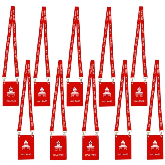 Lanières Hall Pass avec Grandes Passes de Cartes, Incassables Ensemble de Passes de 5 Pouces pour Enseignants Parents (Hall Salle de Bain Bibliothèque Bureau & Infirmière), 10 Pcs (Hall)